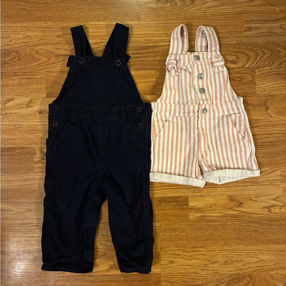 Baby Overalls Bundle GAP and 7 For All Mankind Size 18 And Size 12-18 Boys Girls